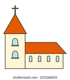 Christian church icon. Cartoon vector illustration isolated on white background.