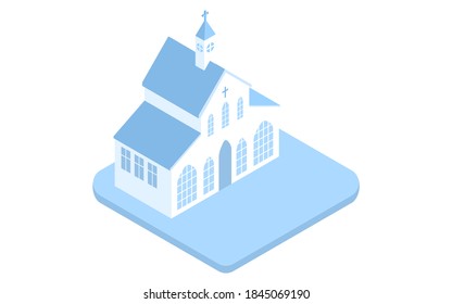 Christian church icon illustration isometric