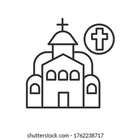 Christian Church Icon Linear Pictogram Temple Stock Vector (Royalty ...