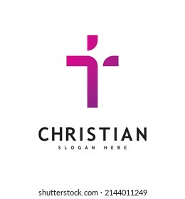 Christian Church  logo creative Cross design vector