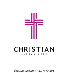 Christian Church  logo creative Cross design vector