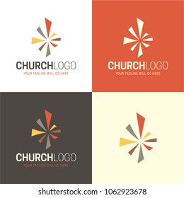 Christian Church Logo and Icon. Vector Illustration. A logo featuring a modern, colorful abstract cross.