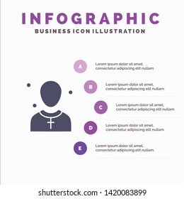 Christian, Church, Male, Man, Preacher Solid Icon Infographics 5 Steps Presentation Background