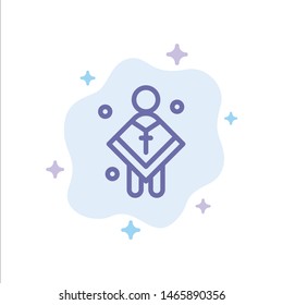 Christian, Church, Male, Man, Preacher Blue Icon on Abstract Cloud Background. Vector Icon Template background