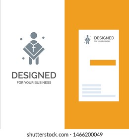 Christian, Church, Male, Man, Preacher Grey Logo Design and Business Card Template. Vector Icon Template background