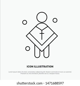 Christian, Church, Male, Man, Preacher Line Icon Vector