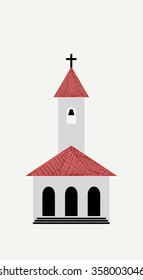 Christian church - minimal design element - can be used in invitation cards, scrapbooks, logos, tags and badges - hand draw - grunge ink textures -stock  vector