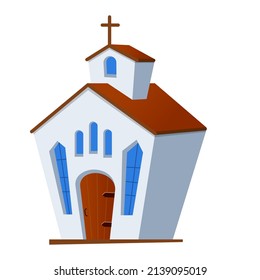 Christian church - modern flat design single isolated object. Neat detailed image of traditional building - spiritual haven. People meet there every Sunday to pray, receive communion and forgive sins
