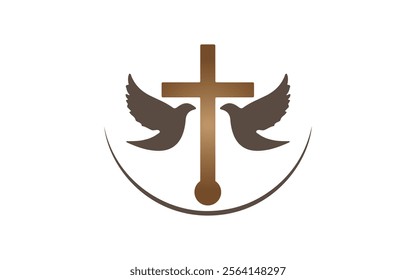 Christian Church premade logo cross circle dove with ministry icon