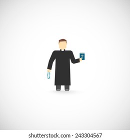 Christian church priest character flat icon vector illustration