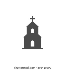 Christian Church Tower. Vector Icon Grey
