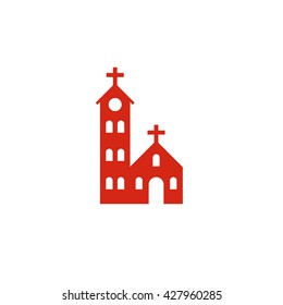 Christian church. Vector icon red