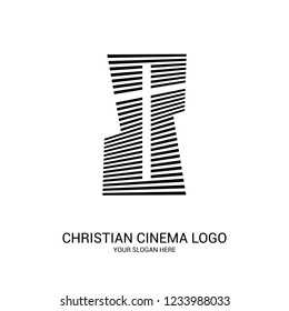 Christian cinema logo. Symbols of movies and videos for the ministry, conference, camp, festival, event.