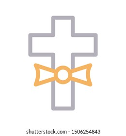 christian colour line vector icon