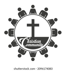 Christian Community, Association, Festival, Convention Emblem. Conference, Round Table. Flat Isolated Christian Vector Illustration Biblical Background