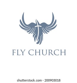Christian concept, bird and cross
