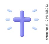 Christian Cross. 3d vector icon. Cartoon minimal style.