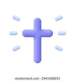 Christian Cross. 3d vector icon. Cartoon minimal style.