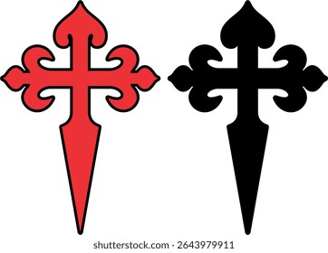 Cruz cristã. Coleção de ícones de cruz religiosa abstrata. Estilo plano do símbolo do vetor cruzado cristão. Símbolo de uma cruz de igreja.