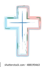 christian cross - Artistic abstract watercolor style colorful modern illustration or graphic element design.