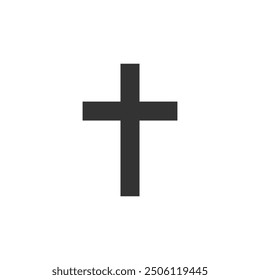 Christian cross black isolated faith symbol on white background. God sign. Vector icon in flat style