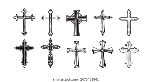 Christian Cross Schwarz Ornament Set