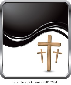 Christian cross black wave background