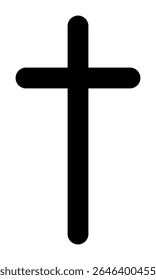 Cruz cristã, preto e branco vetor silhueta ilustração de forma religiosa arredondada cruz latina, isolado no fundo branco