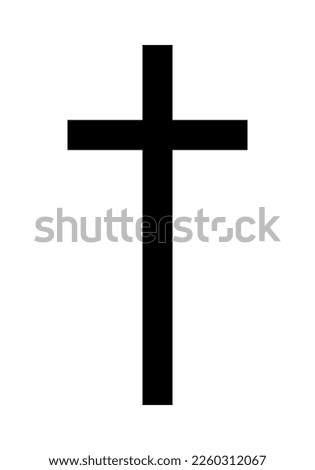 Christian cross, black and white vector silhouette illustration of religious cross shape, isolated on white background