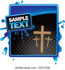 Christian cross blue and black halftone grungy ad