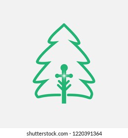  Christian Cross Christmas tree logo icon vector.