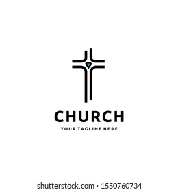 Christian Cross Church Icon Set Logo Stock Vector (Royalty Free ...