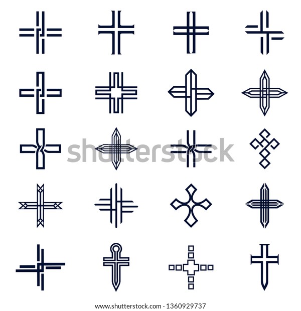 Christian Cross Church Icon Set Logos Stockvector Rechtenvrij Shutterstock