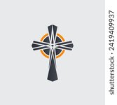 Christian cross or Church logo. Theology symbol, clean church cross sign for a modern church sign. Icon of christian cross. Sign of catholic, religious and orthodox faith.