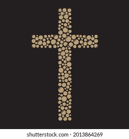 Christian cross, circle, icon. Vector illustration, EPS 10