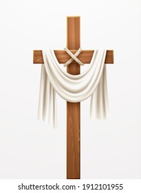 Christian Cross. Congratulations on Palm Sunday, Easter and the Resurrection of Christ. Vector illustration EPS10