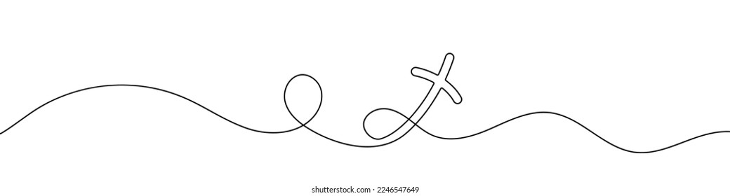Cruz cristiana en estilo de dibujo continuo. Línea de arte de la cruz cristiana. Ilustración vectorial. Antecedentes abstractos