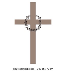 Christian Cross with Crown of Thorns