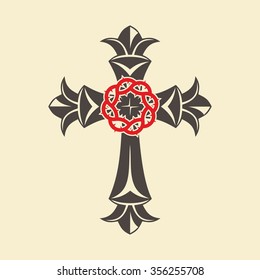 Christian cross and crown of thorns