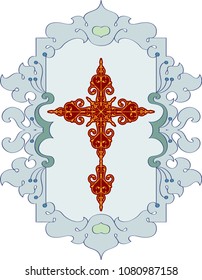 Christian Cross Design Vector Art Illustration