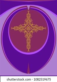Christian Cross Design Vector Art Illustration