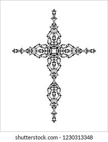 Christian Cross Design Vector Art Illustration