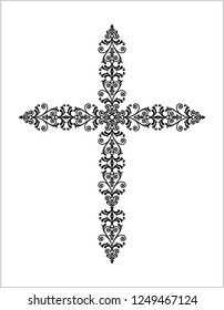 Christian Cross Design Vector Art Illustration