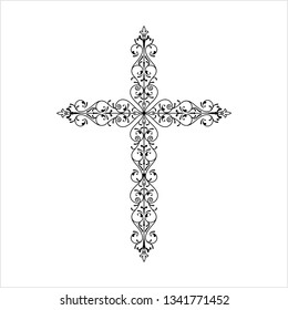 Christian Cross Design Vector Art Illustration