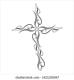 Christian Cross Design Vector Art Illustration