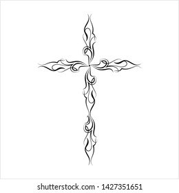 Christian Cross Design Vector Art Illustration