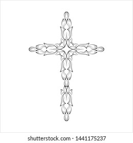 Christian Cross Design Vector Art Illustration