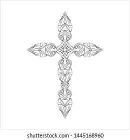 Christian Cross Design Vector Art Illustration