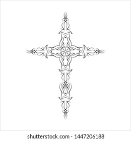 Christian Cross Design Vector Art Illustration