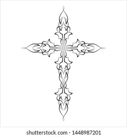 Christian Cross Design Vector Art Illustration